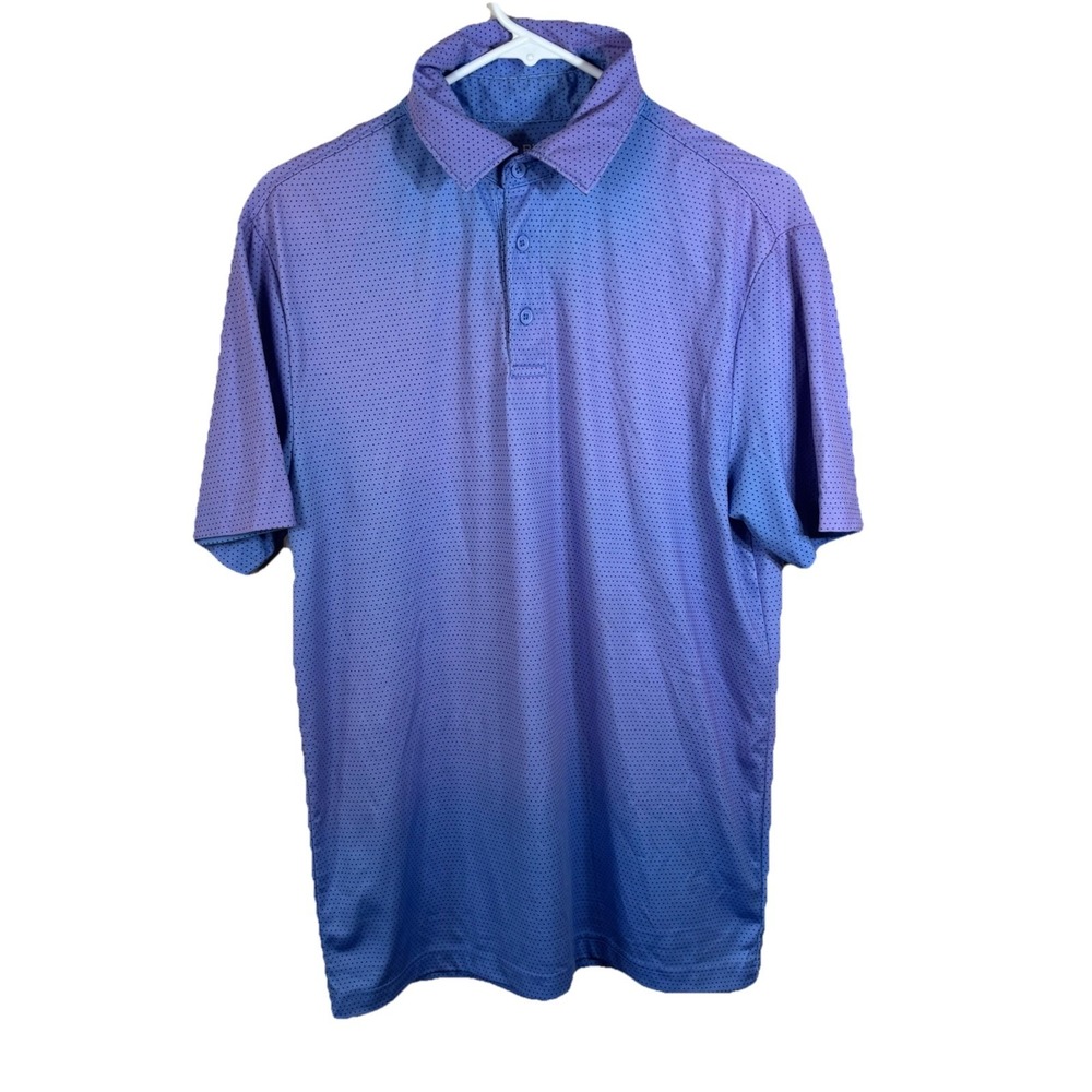 Rorie Whelan Golf Polo Mens S Blue Purple Dot Performance Stretch Short Sleeve